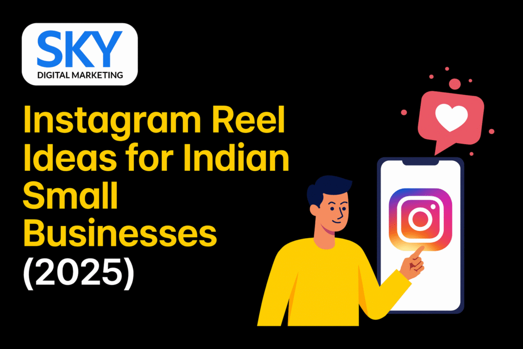 Instagram Reel ideas Indian small businesses cover image with a creator pointing at the Instagram logo